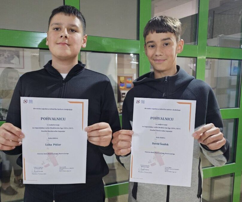 1. mjesto na Modelarskoj ligi za naše učenike